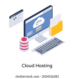 A well designed illustration of cloud hosting isometric style 