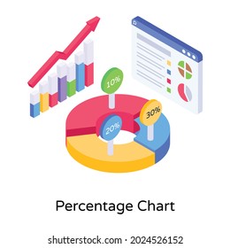 Well Designed Isometric Design Percentage Chart Stock Vector (Royalty ...