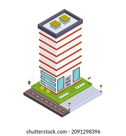 Well designed isometric icon of apartments 