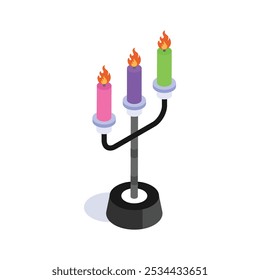 Well designed isometric icon of candelabrum, ready for premium use