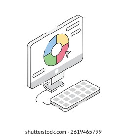 A well designed isometric icon of colour wheel