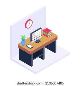 Well designed isometric icon of employee cabin 

