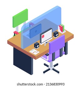 Icono isométrico bien diseñado de la cabina de empleados 

