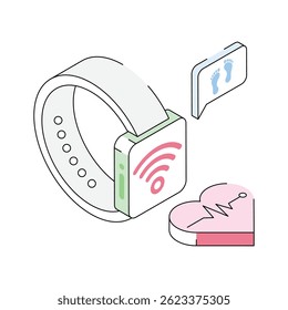 Um ícone isométrico bem desenhado do relógio fitness tracker
