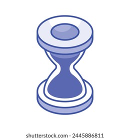 Well designed isometric icon of hourglass in trendy style