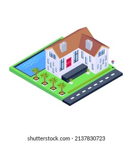 Icono isométrico bien diseñado de lodge 