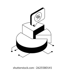 Un icono isométrico de cuotas de mercado bien diseñado
