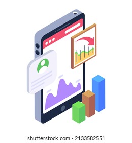 A well designed isometric icon of profile analysis 

