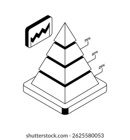 A well designed isometric icon of pyramid chart
