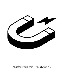 Well designed isometric icon representing a magnet