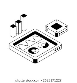 Well designed isometric icon for server analytics operation