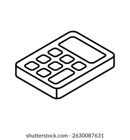 Well designed isometric icon showing digital calculator device