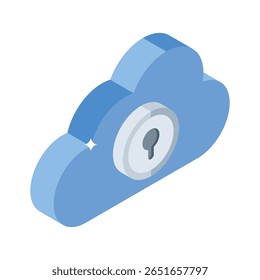 Well designed isometric icon showing cloud security padlock