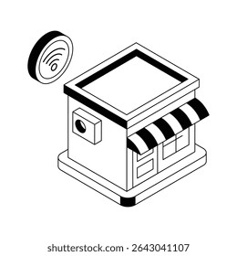 Icono isométrico bien diseñado de la tienda inteligente para la venta al por menor