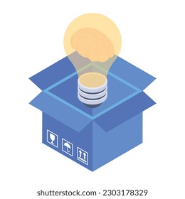Well designed isometric icon of think outside the box