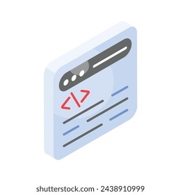 Well designed isometric icon of website development, programming vector
