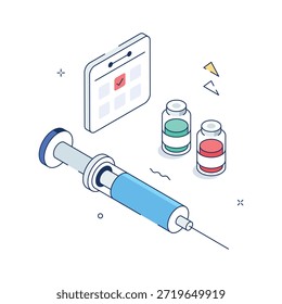 Well designed isometric illustration of vaccination schedule, ready to use vector