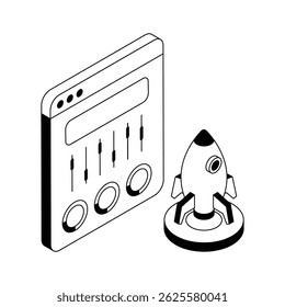 A well designed isometric outline icon of business launch