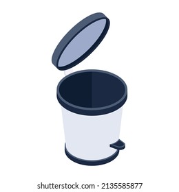 A well designed isometric style icon of pedal bin 

