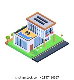 Well designed isometric style icon of homestead 