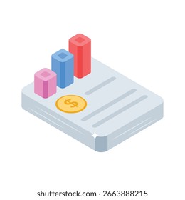 Un icono de estilo isométrico bien diseñado de datos financieros