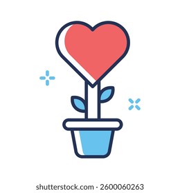 A well designed line icon of love growth heart plant