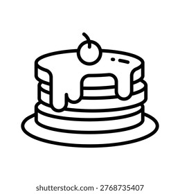 A well designed line icon of pancake breakfast food