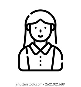 A well designed line icon showing female clerk avatar