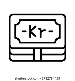 Well designed line icon showing norwegian krone currency concept