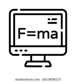 A well designed line style icon of online physics