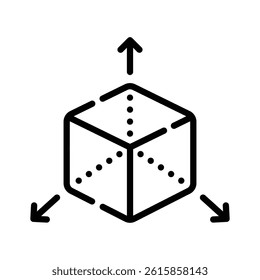 A well designed line style icon of three dimensional