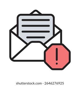 A well designed line style icon showing email scam
