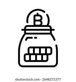 A well designed linear icon of bitcoin storage jar