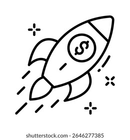 Ícone linear bem projetado de impulso financeiro