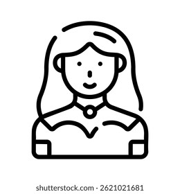 Ein gut gestaltetes lineares Symbol, das Schauspielerin Avatar zeigt