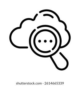 A well designed outline icon of cloud search with magnifier