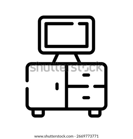 Well designed outline icon of lcd display table