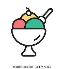A well designed outline icon showing sundae bowl