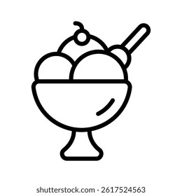 A well designed outline icon showing sundae bowl