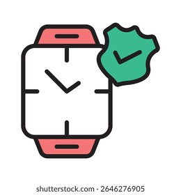 A well designed outline style icon depicting smartwatch security