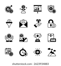 Colección premium bien diseñada de iconos de glifos de servicios empresariales