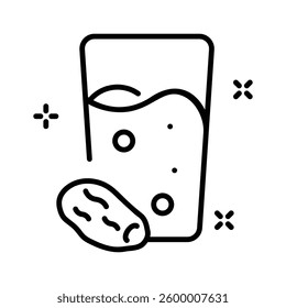 A well designed premium line icon of iftar drink and date
