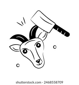 Well designed qurbani hand drawn doodle style icon design