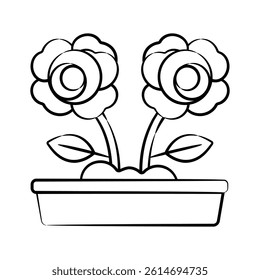 A well designed sketchy style icon of rose bed