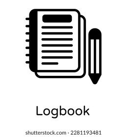 A well designed solid icon of logbook 