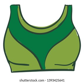 A well designed sports bra in green color vector color drawing or illustration