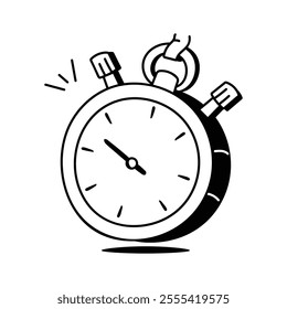 Well designed stopwatch in modern hand drawn style