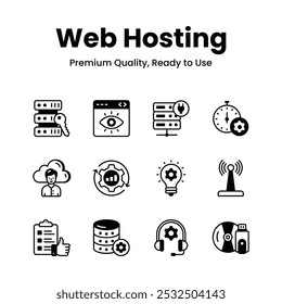 Well designed web hosting icons isolated on white background