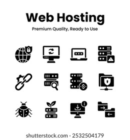Well designed web hosting icons, ready to use in websites and mobile apps