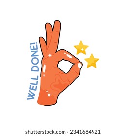 Well done doodle vector filled outline Sticker. EPS 10 file